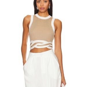 Stylish Tan and White Crop Top